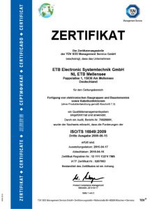 Zertifikat ISO/TS 16949